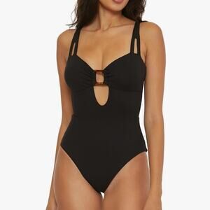 BECCA $158 Women's Black Modern Edge One Piece Swimsuit M